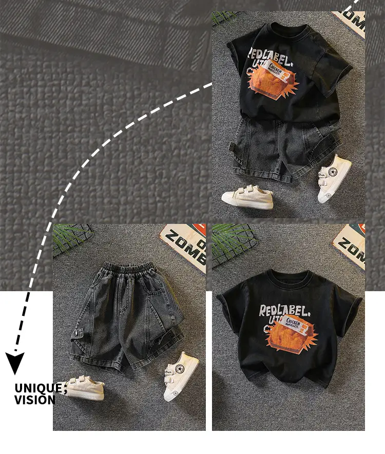 Boys Black Graphic T-Shirt Shorts Set 2026 — feature 4