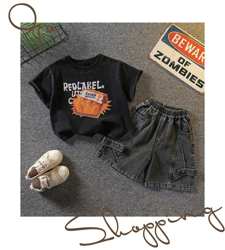 Boys Black Graphic T-Shirt Shorts Set 2026 — feature 5