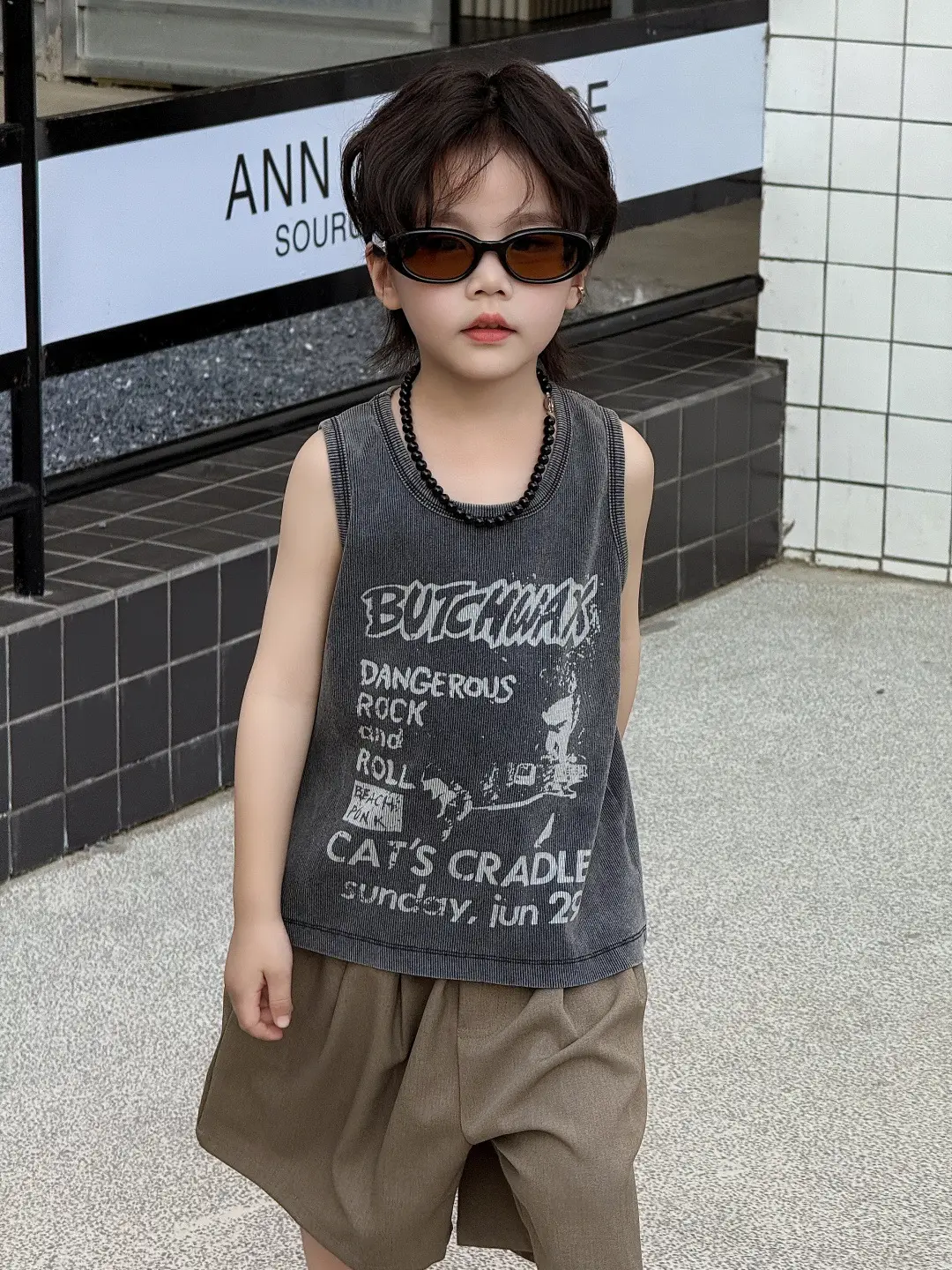 Kids Vest Sleeveless Top T-Shirt Printed Fried Color - Image 6