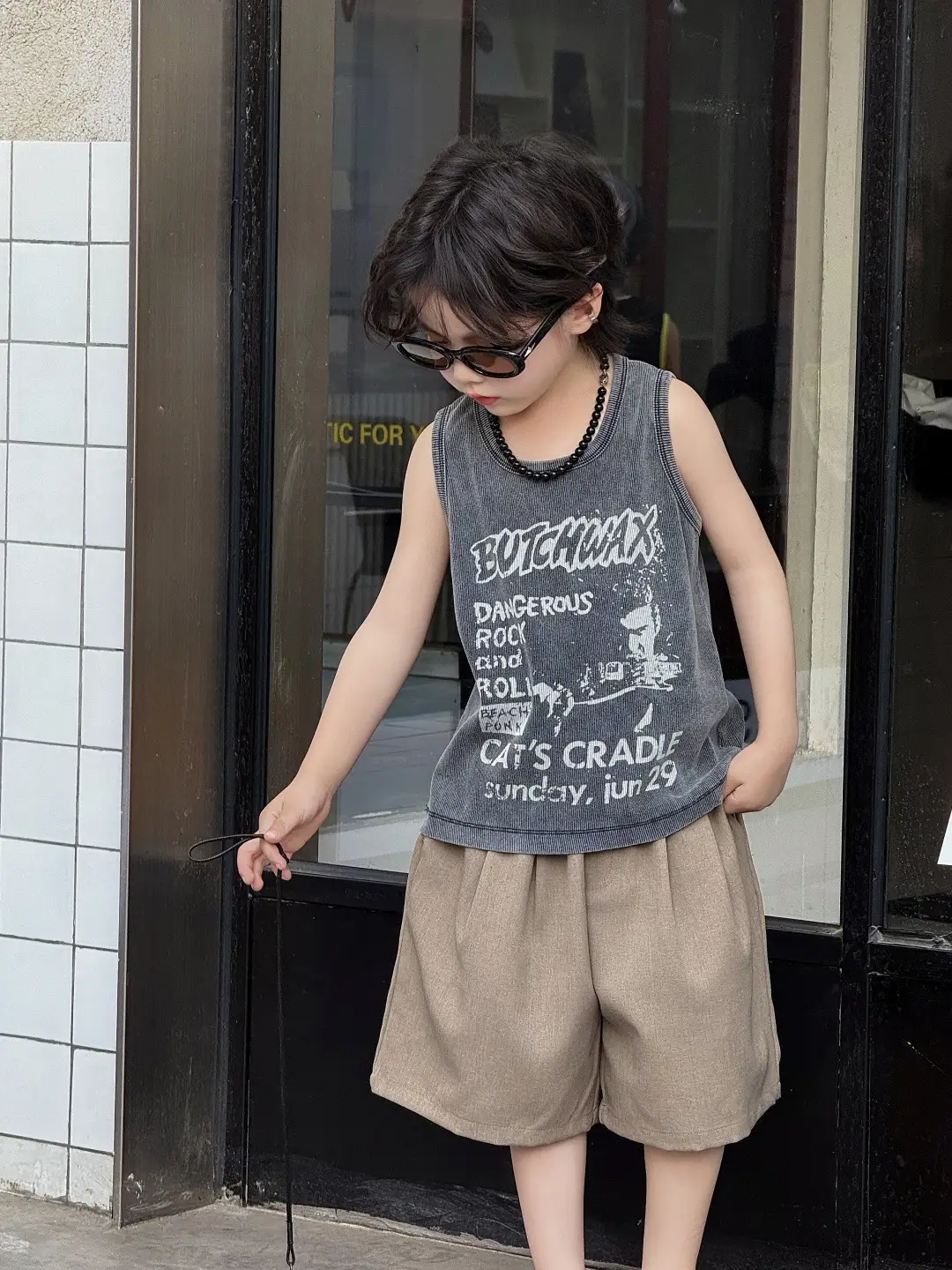 Kids Vest Sleeveless Top T-Shirt Printed Fried Color — feature 1
