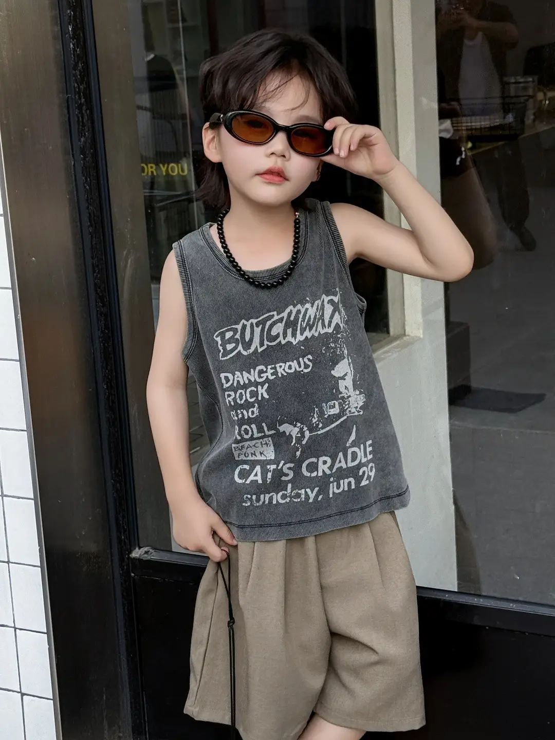 Kids Vest Sleeveless Top T-Shirt Printed Fried Color — feature 4