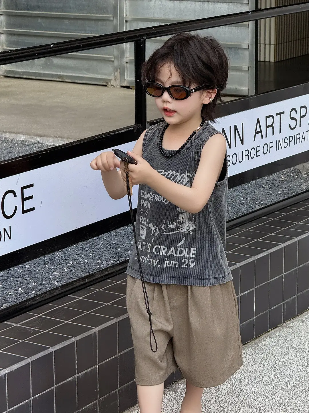 Kids Vest Sleeveless Top T-Shirt Printed Fried Color — feature 5