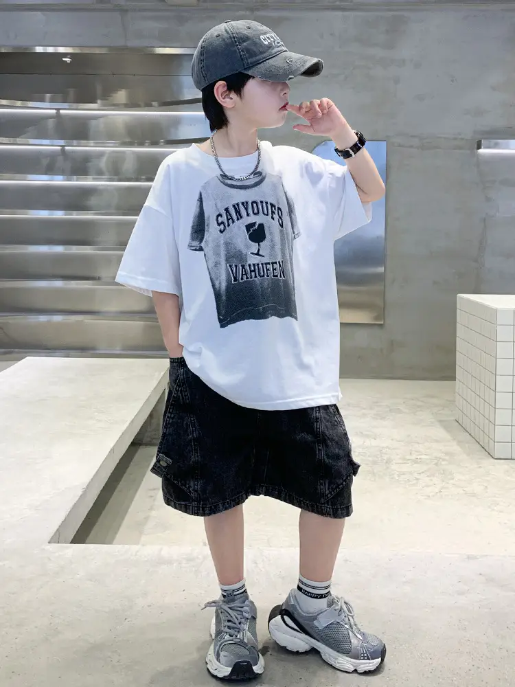 Summer Boys White Tattoo Shorts Set - Image 6