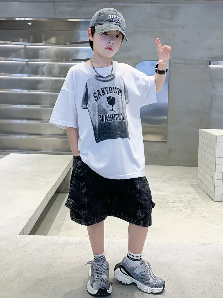 Summer Boys White Tattoo Shorts Set - Image 7