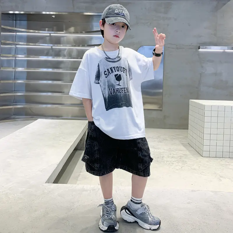 Summer Boys White Tattoo Shorts Set — feature 1