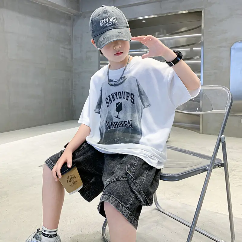 Summer Boys White Tattoo Shorts Set — feature 2