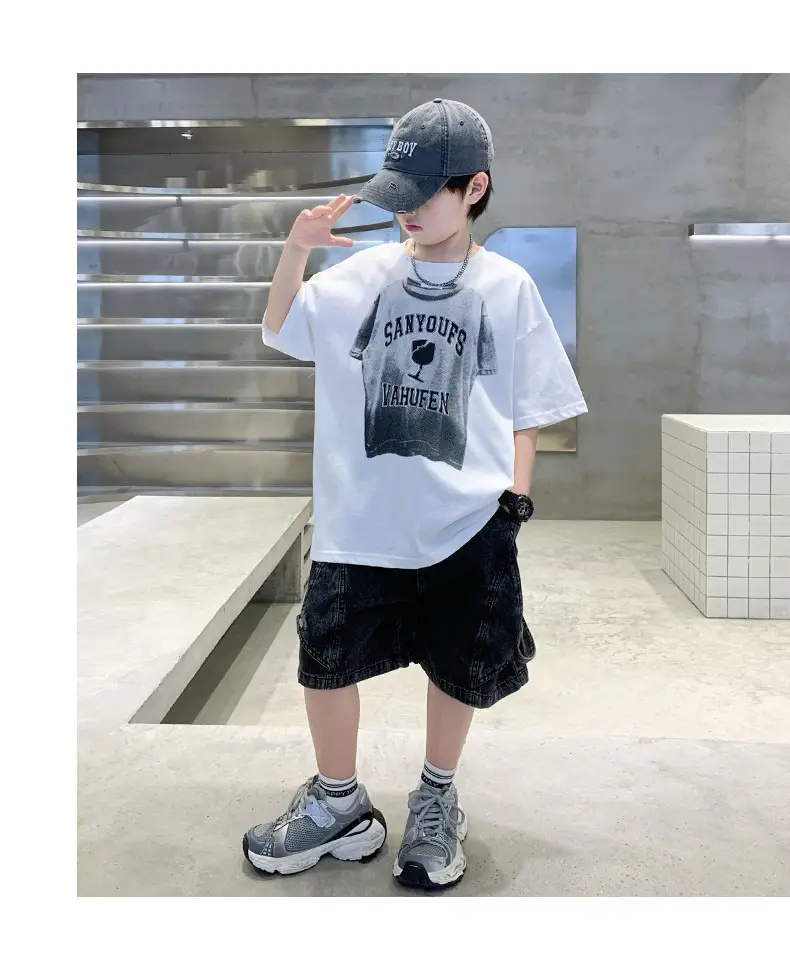 Summer Boys White Tattoo Shorts Set — feature 20