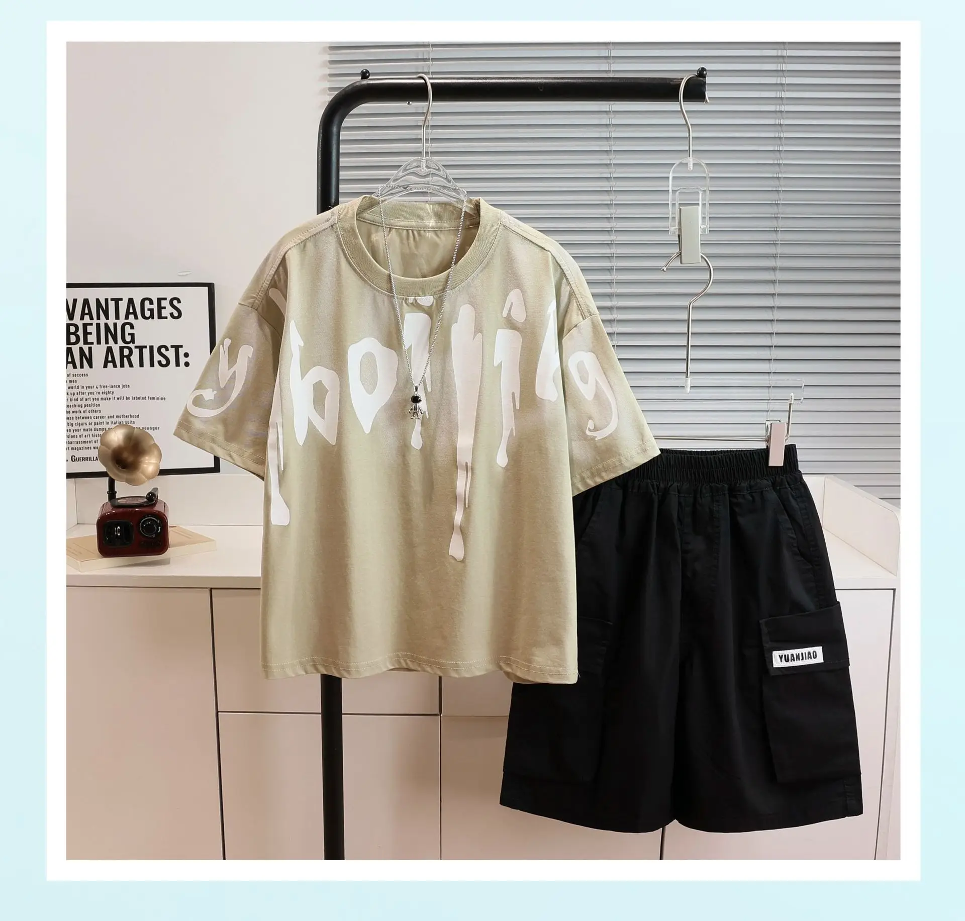 Boys Summer T-Shirt White Black Graphic Large 2026 — feature 15