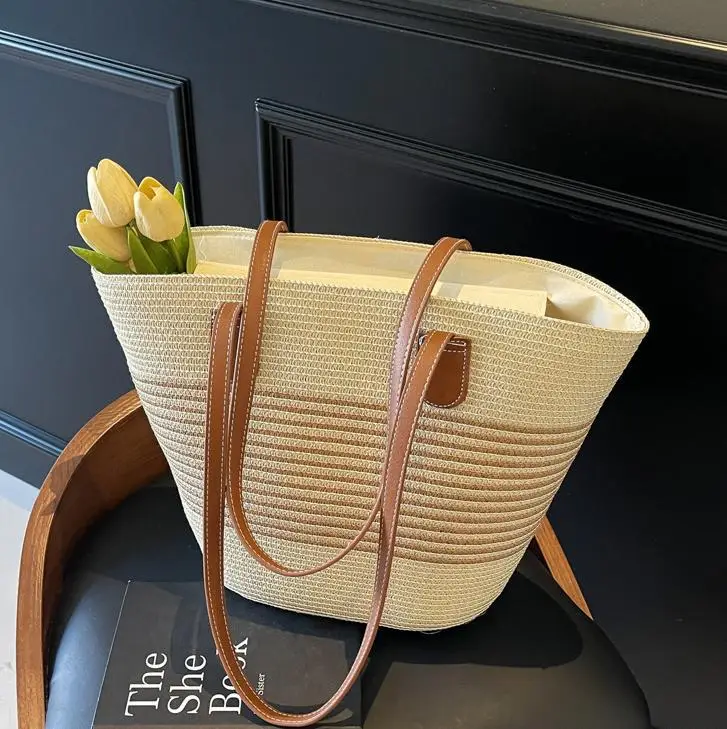Women Straw Tote Bag Large Capacity Summer Shoulder Bag - Image 13