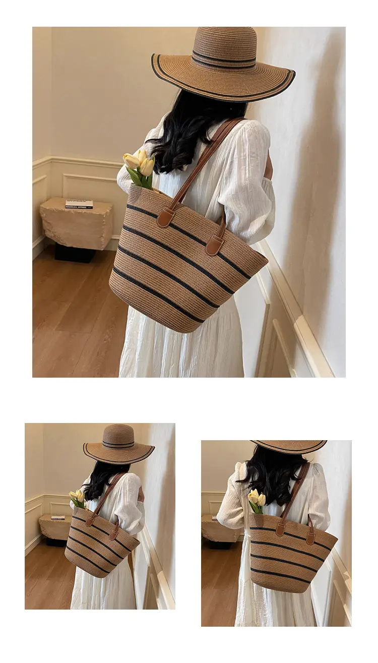 Women Straw Tote Bag Large Capacity Summer Shoulder Bag — feature 11