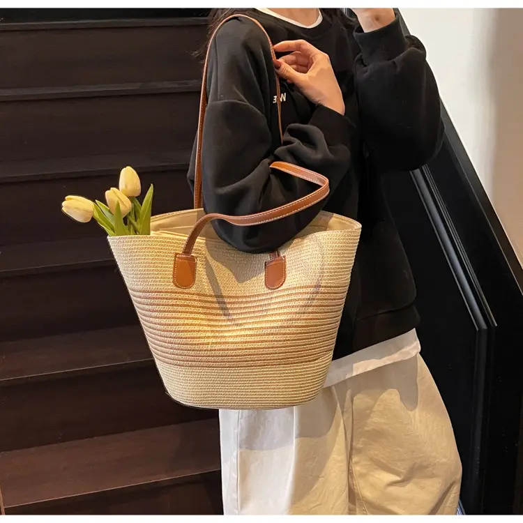 Women Straw Tote Bag Large Capacity Summer Shoulder Bag — feature 44