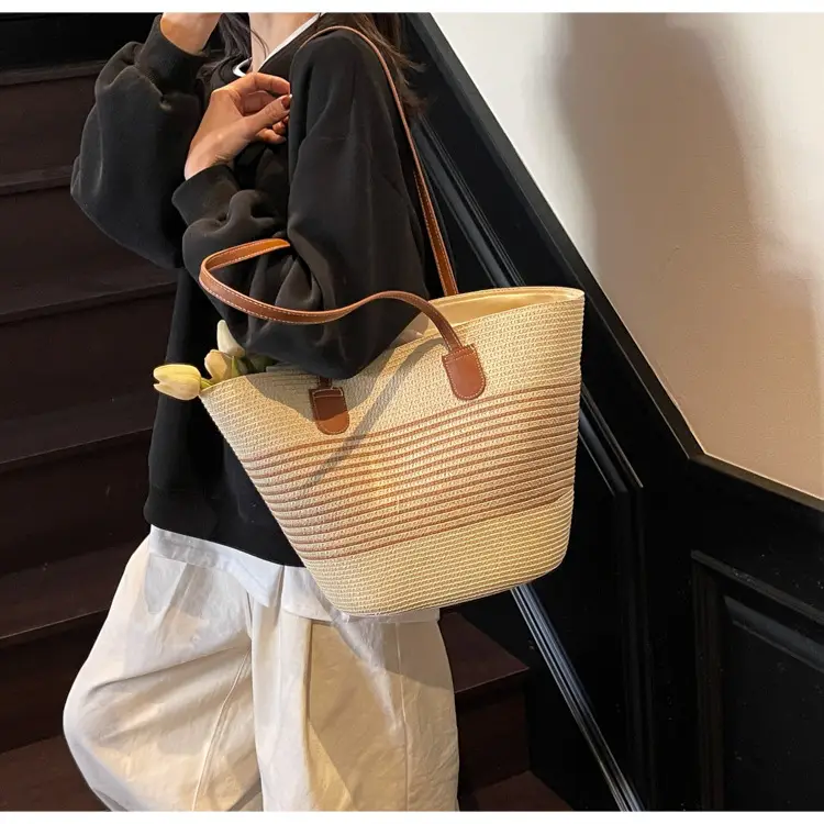 Women Straw Tote Bag Large Capacity Summer Shoulder Bag — feature 45