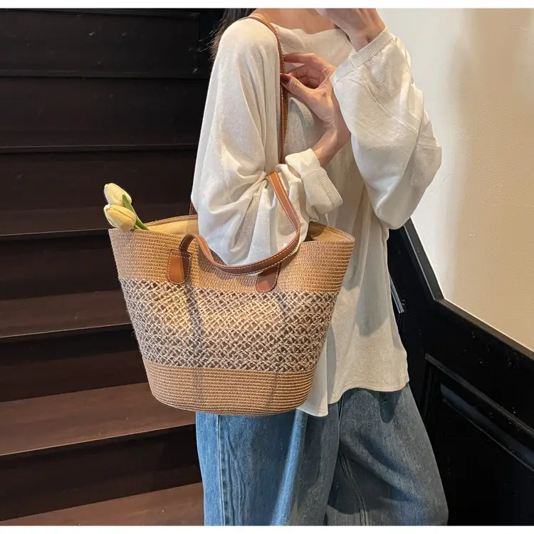 Women Straw Tote Bag Large Capacity Summer Shoulder Bag — feature 49