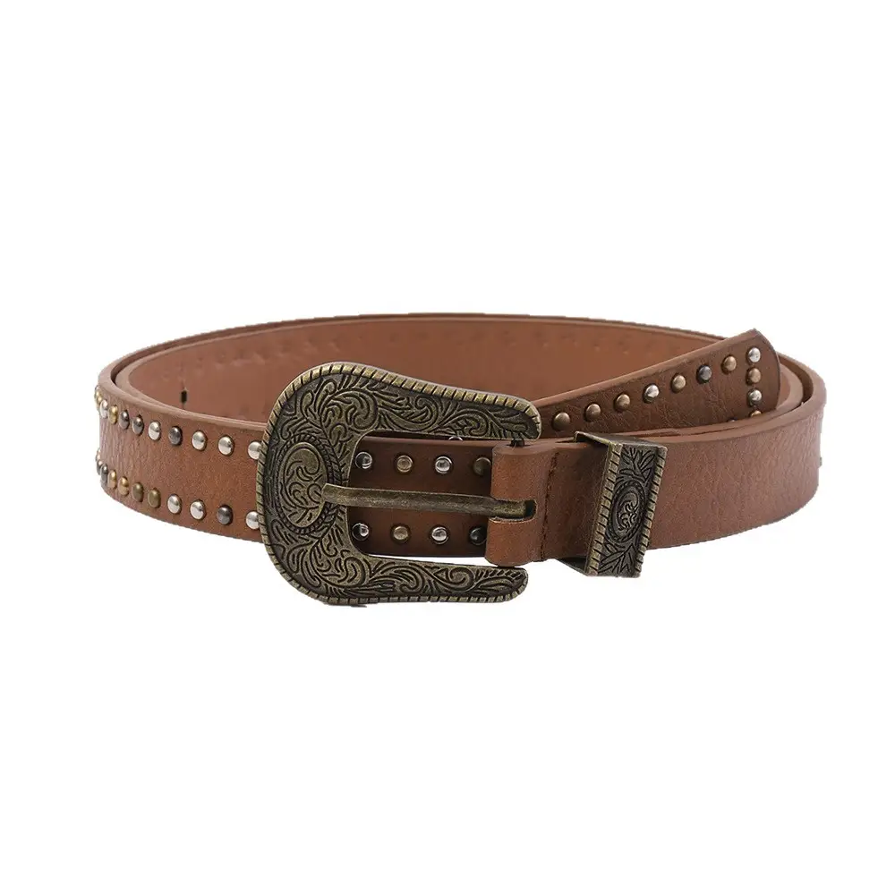 Women's Rivet Belt Brown Cross-Border Retro Style - Image 7