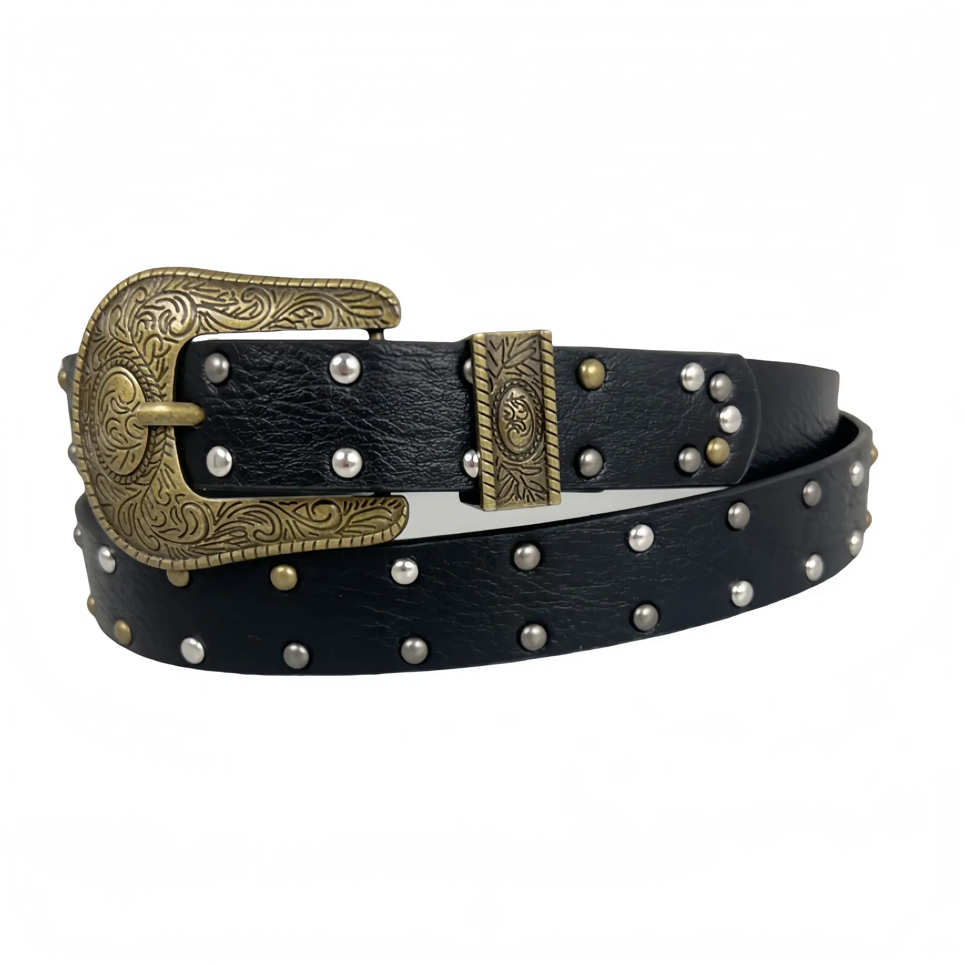 Women's Rivet Belt Brown Cross-Border Retro Style — feature 5