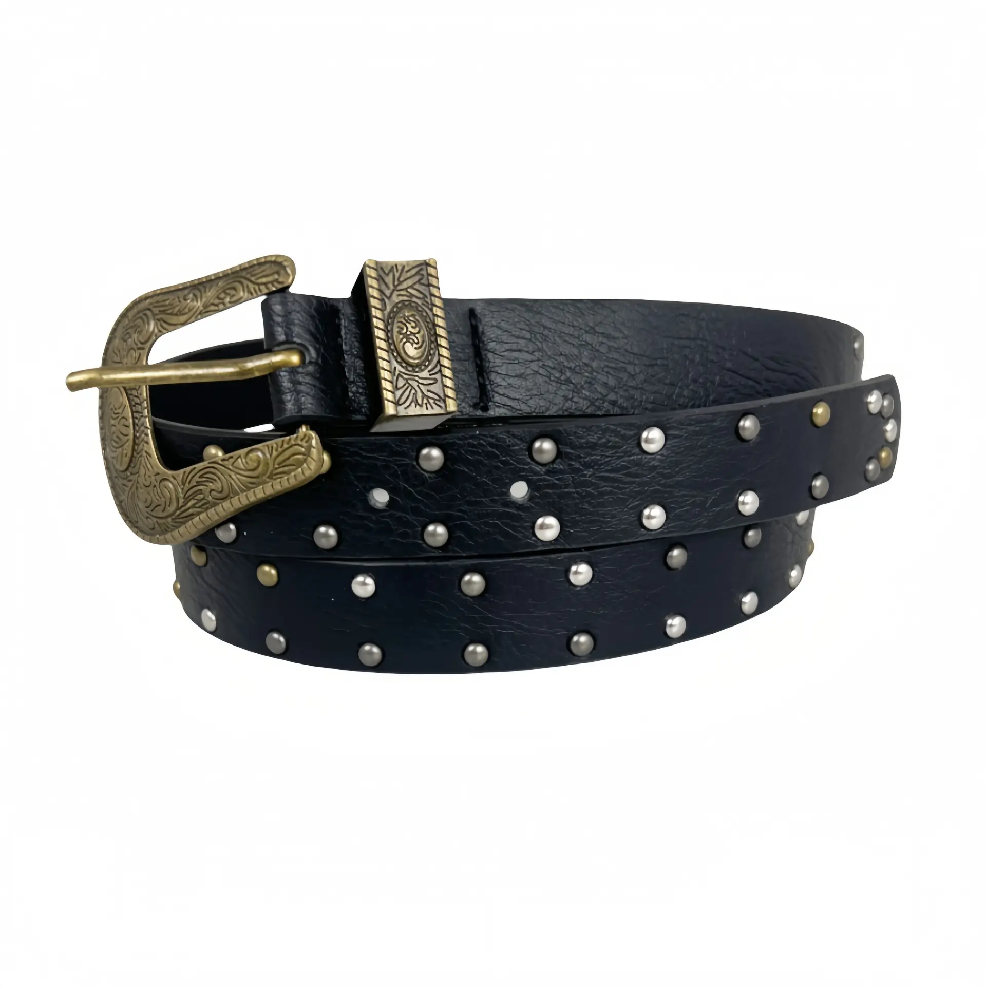 Women's Rivet Belt Brown Cross-Border Retro Style — feature 7