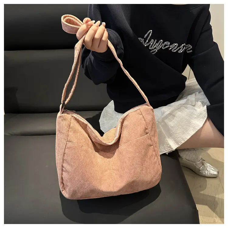 Beige Crossbody Tote Bag Large Capacity Lazy Style — feature 17