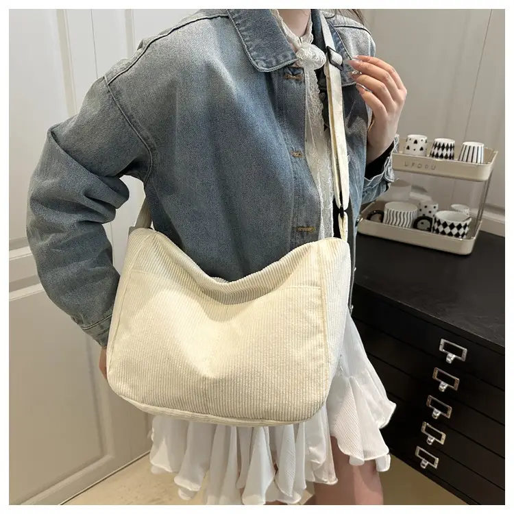 Beige Crossbody Tote Bag Large Capacity Lazy Style — feature 21