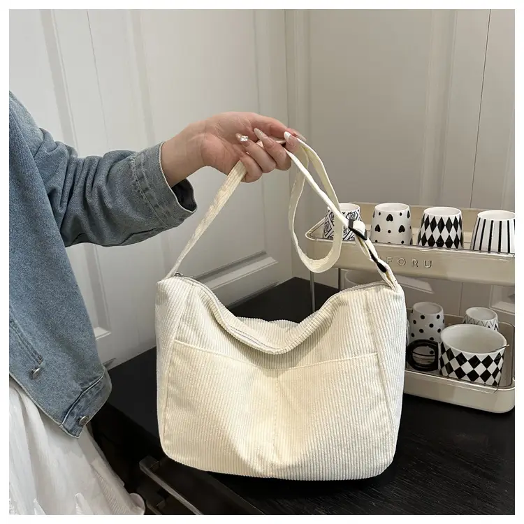 Beige Crossbody Tote Bag Large Capacity Lazy Style — feature 22
