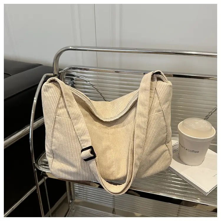 Beige Crossbody Tote Bag Large Capacity Lazy Style — feature 32