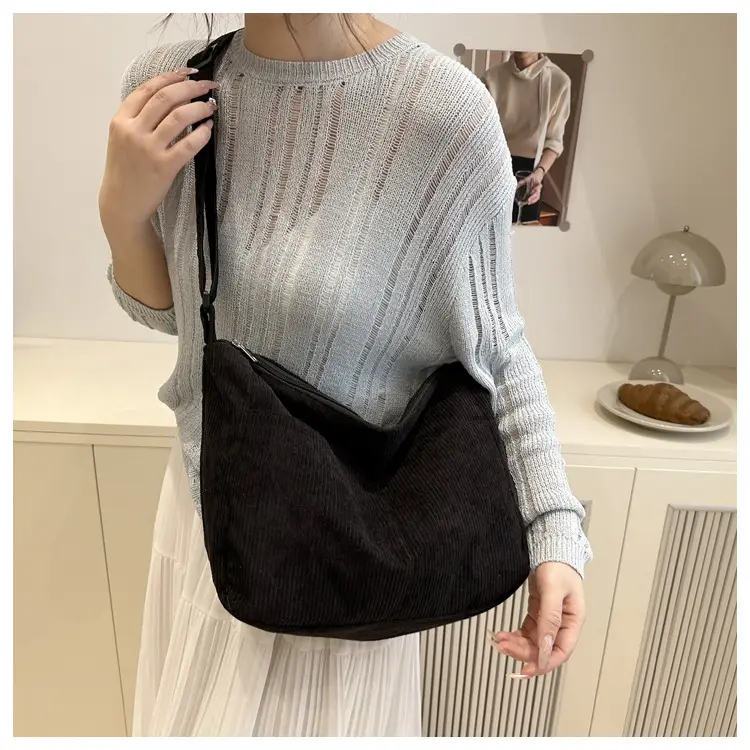 Beige Crossbody Tote Bag Large Capacity Lazy Style — feature 9