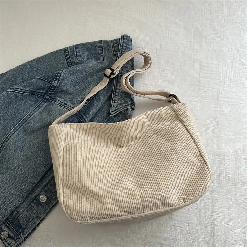 Beige Crossbody Tote Bag Large Capacity Lazy Style - Image 3