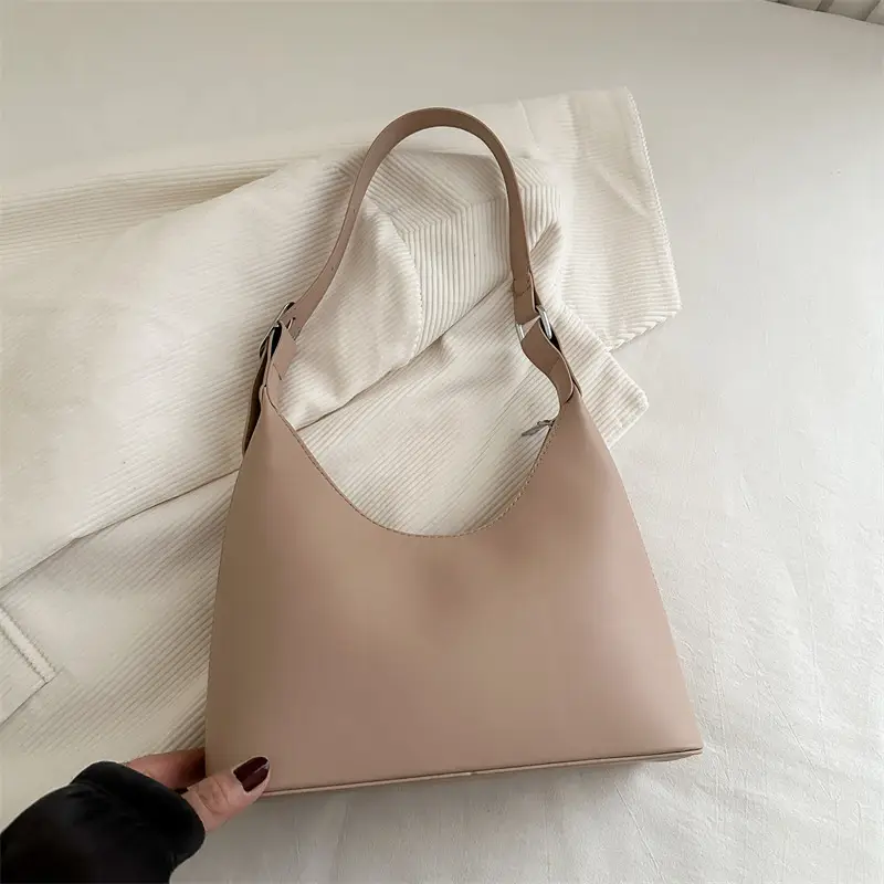 Women Shoulder Bag Niche Design Textured Beige - Image 5