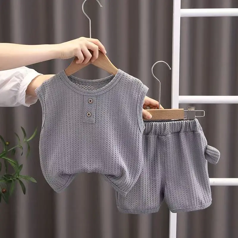 New Boys Summer Letter T-Shirt Shorts Set White Black — feature 3