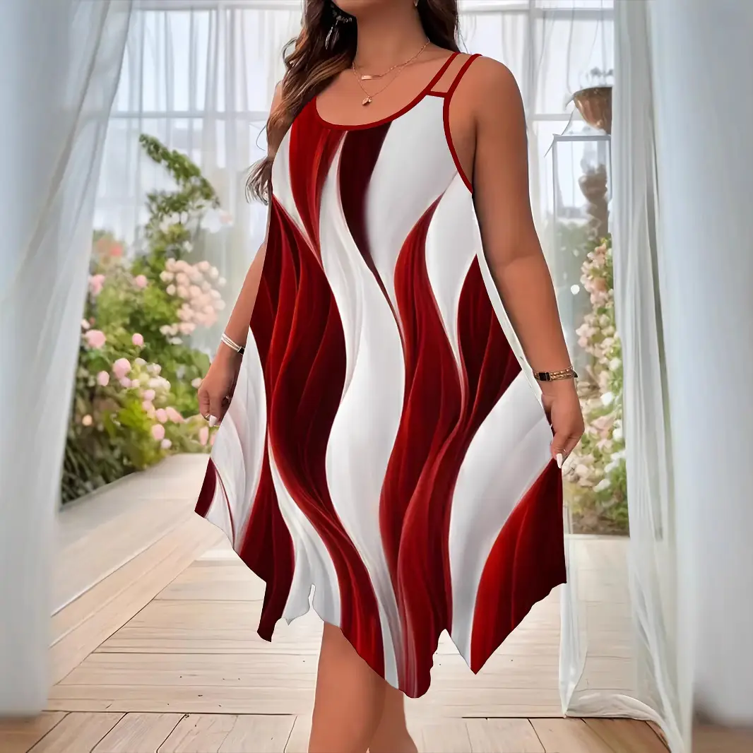 Women's 2025 Printed Cotton Dress Purple White