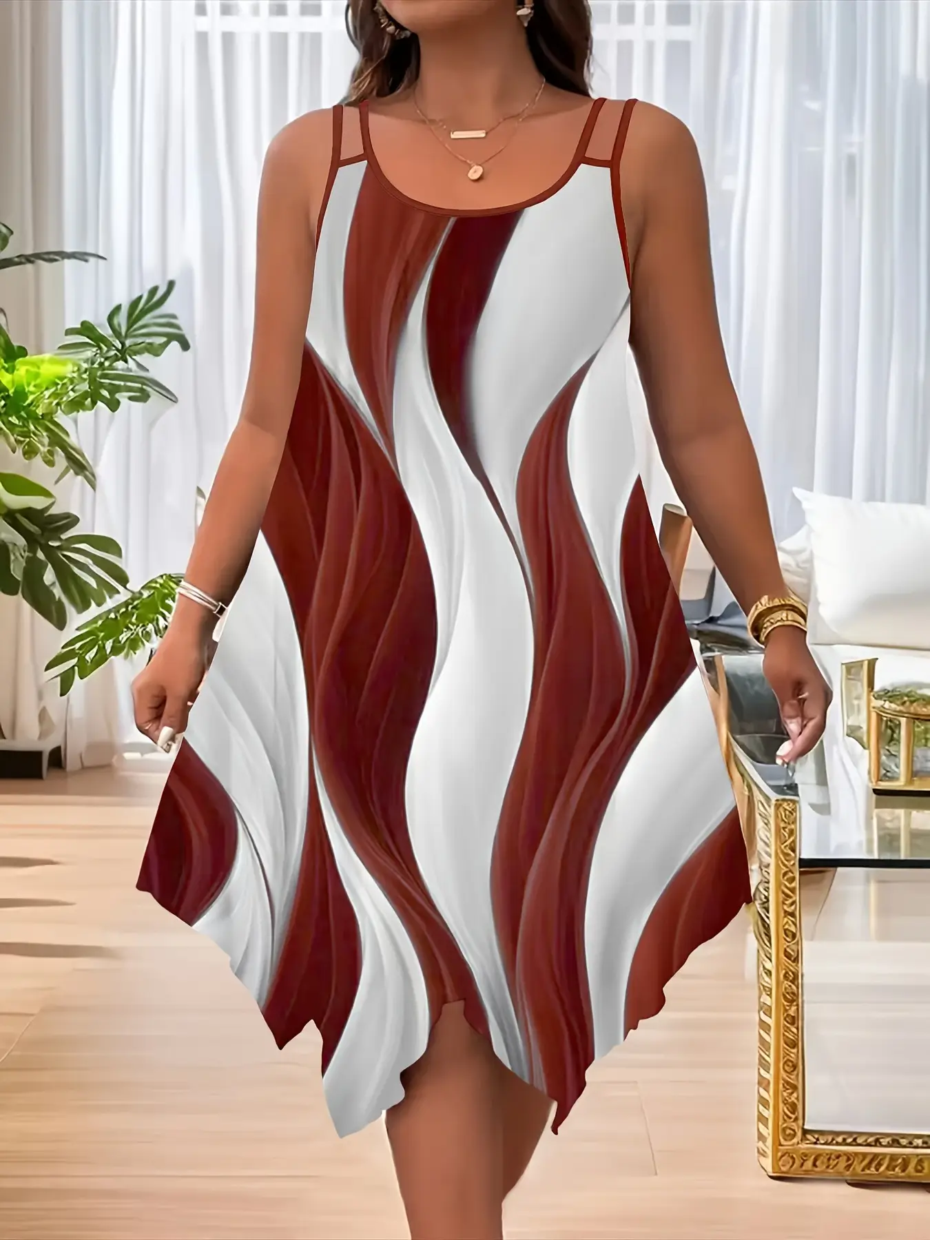 Women's 2025 Printed Cotton Dress Purple White