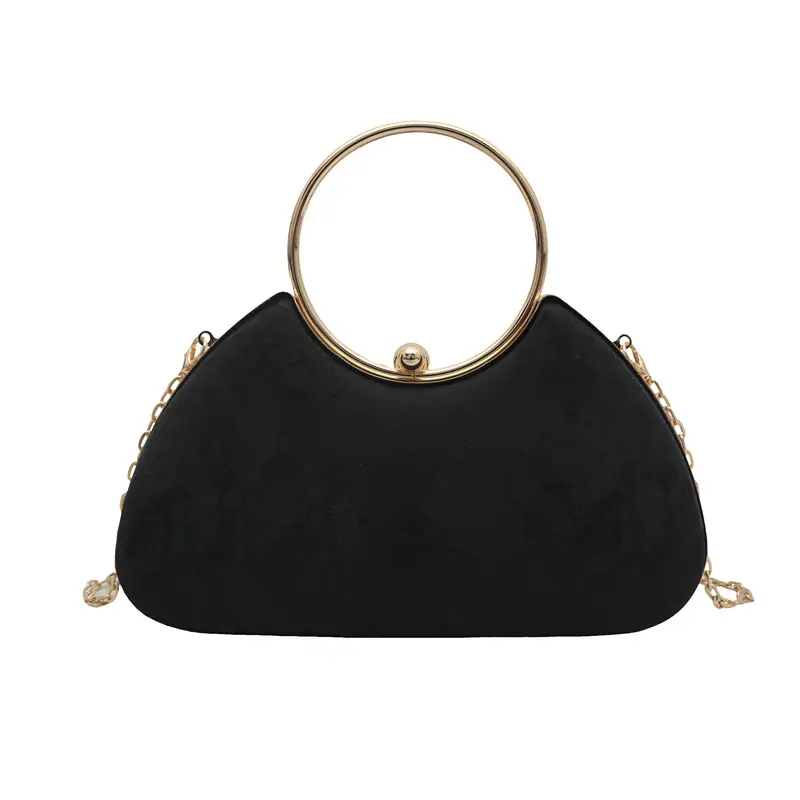 Women's Irregular Clip Handbag Blue Gold Chain - Image 9