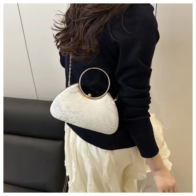 Women's Irregular Clip Handbag Blue Gold Chain — feature 12