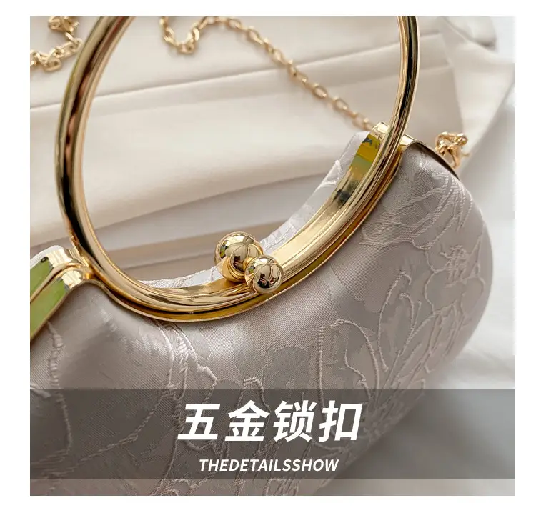 Women's Irregular Clip Handbag Blue Gold Chain — feature 3
