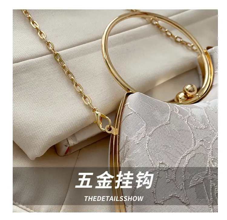 Women's Irregular Clip Handbag Blue Gold Chain — feature 5
