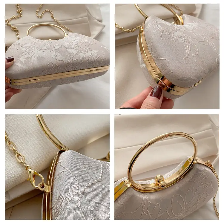 Women's Irregular Clip Handbag Blue Gold Chain — feature 7
