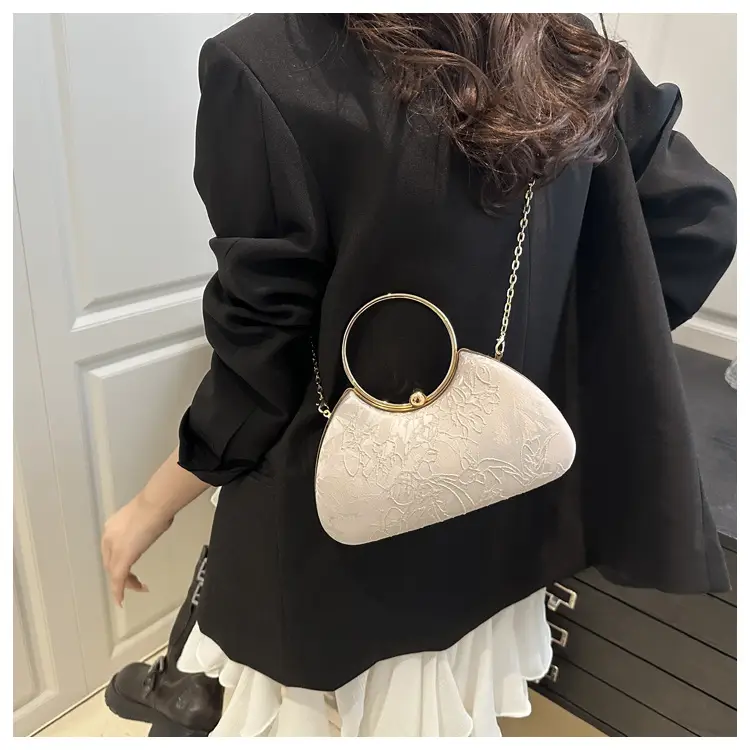 Women's Irregular Clip Handbag Blue Gold Chain — feature 9