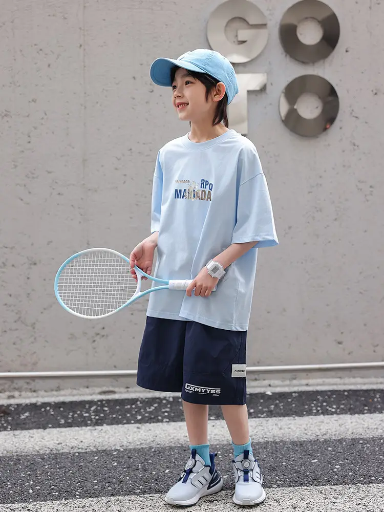 2026 Summer Boys Light Blue Printed T-Shirt - Image 5