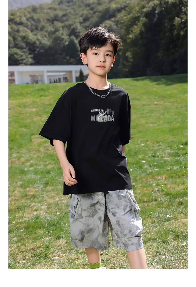 2026 Summer Boys Light Blue Printed T-Shirt — feature 26