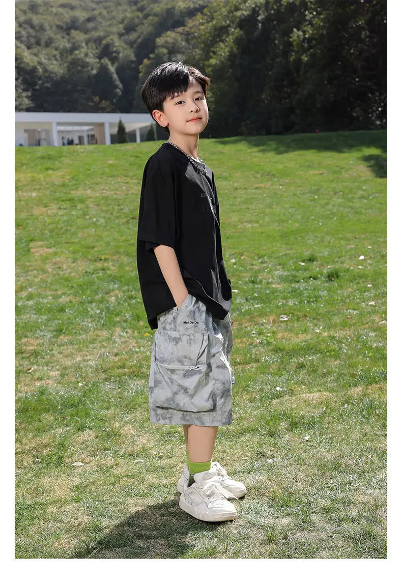 2026 Summer Boys Light Blue Printed T-Shirt — feature 27