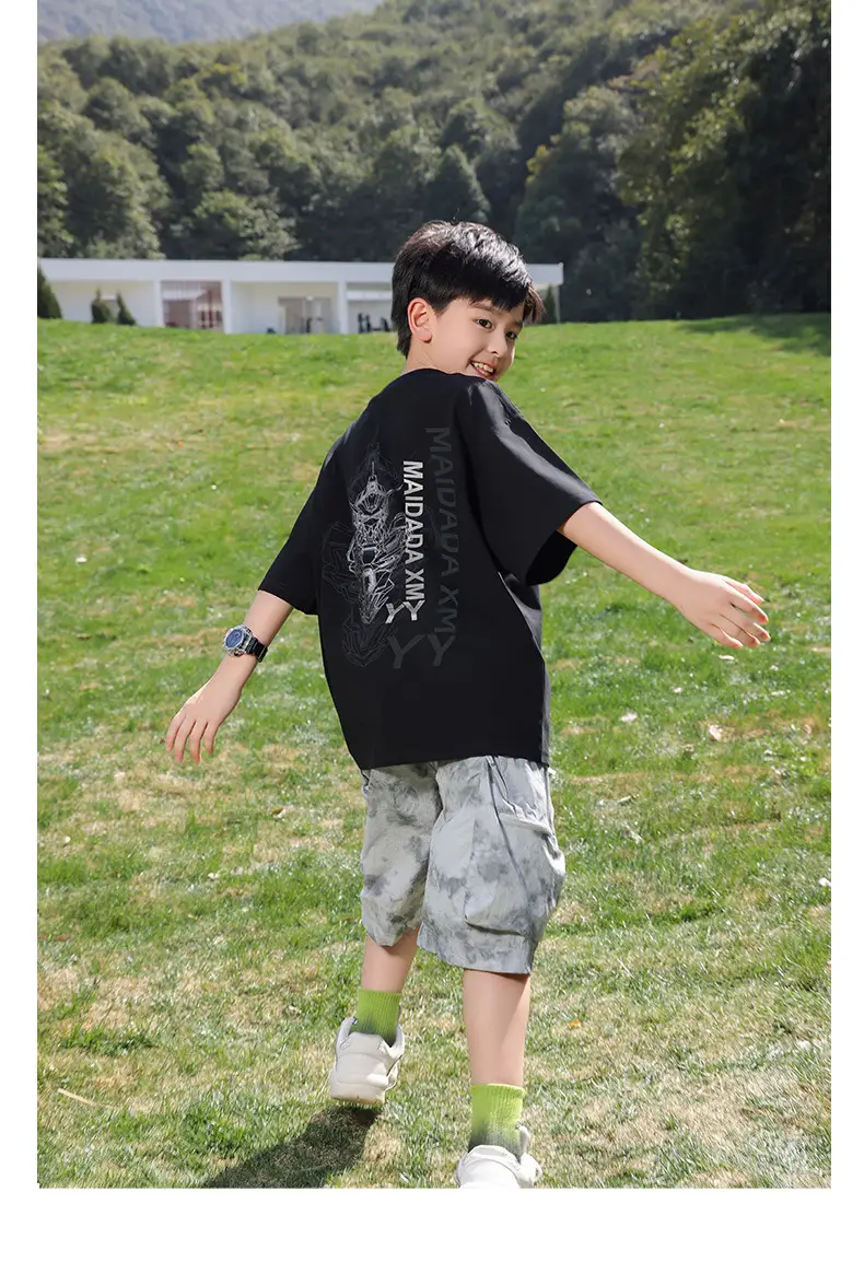 2026 Summer Boys Light Blue Printed T-Shirt — feature 28