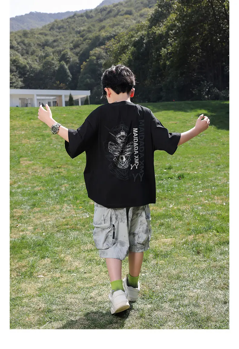 2026 Summer Boys Light Blue Printed T-Shirt — feature 29