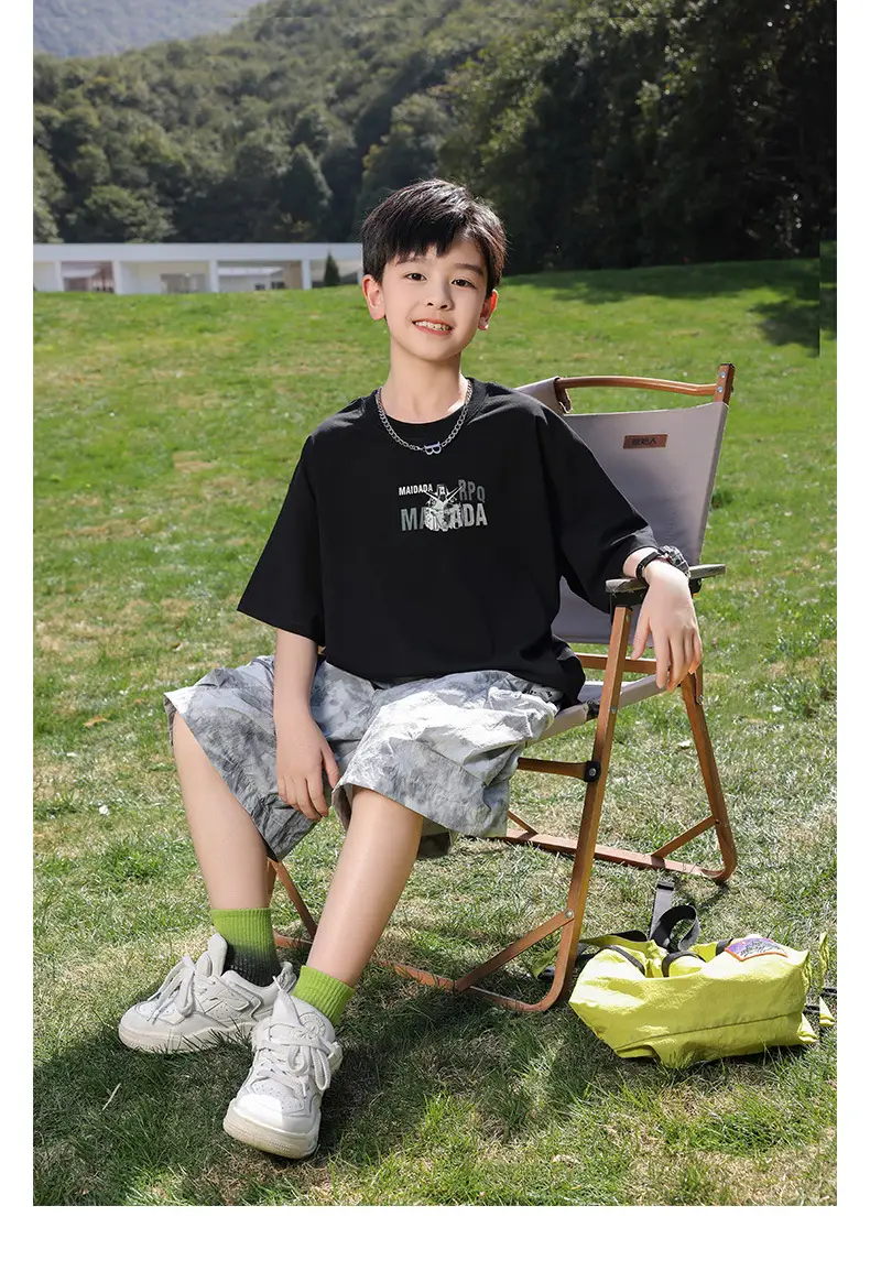 2026 Summer Boys Light Blue Printed T-Shirt — feature 30