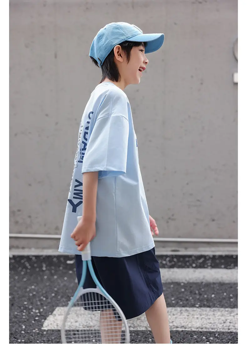 2026 Summer Boys Light Blue Printed T-Shirt — feature 35