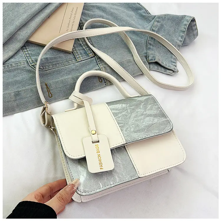 Women Spliced Texture Bag White Green One Shoulder — feature 26