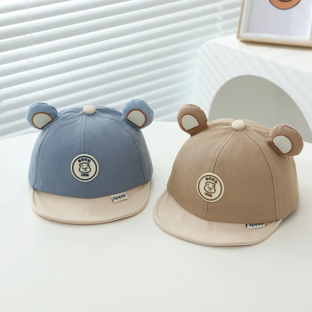 Cute Bear Cap Set for Girls Boys Soft Edge Spring Summer — feature 1
