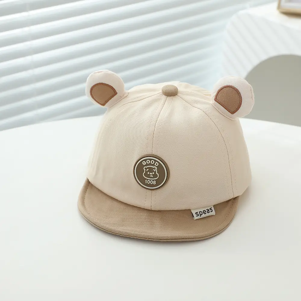 Cute Bear Cap Set for Girls Boys Soft Edge Spring Summer