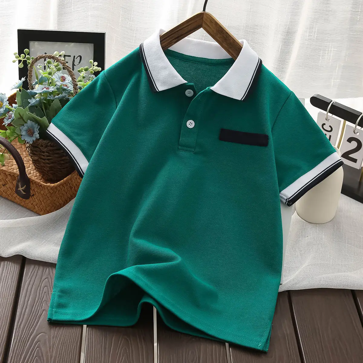 Boys Green Polo Shirt 2025 Summer New Kidsren — feature 5