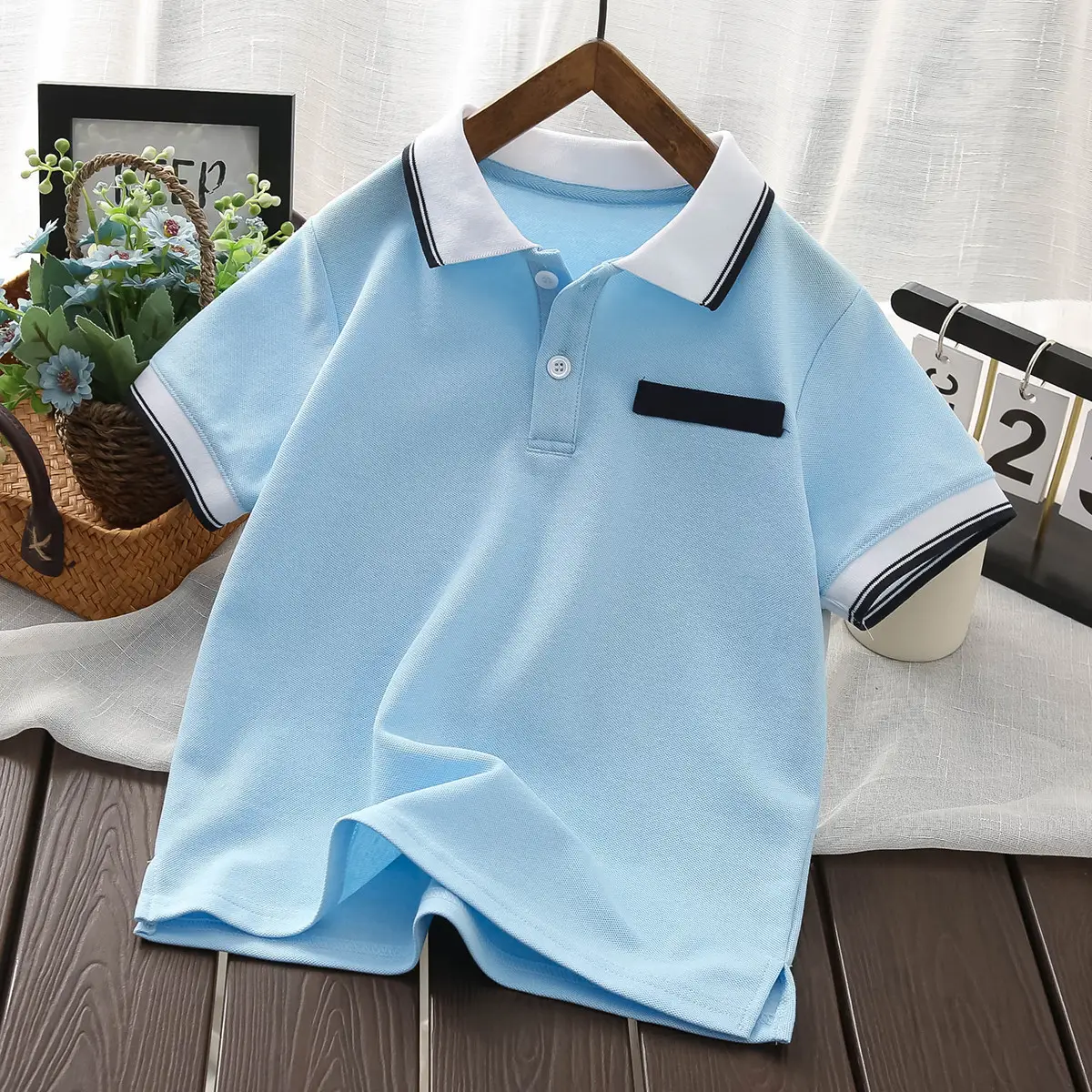 Boys Green Polo Shirt 2025 Summer New Kidsren - Image 4