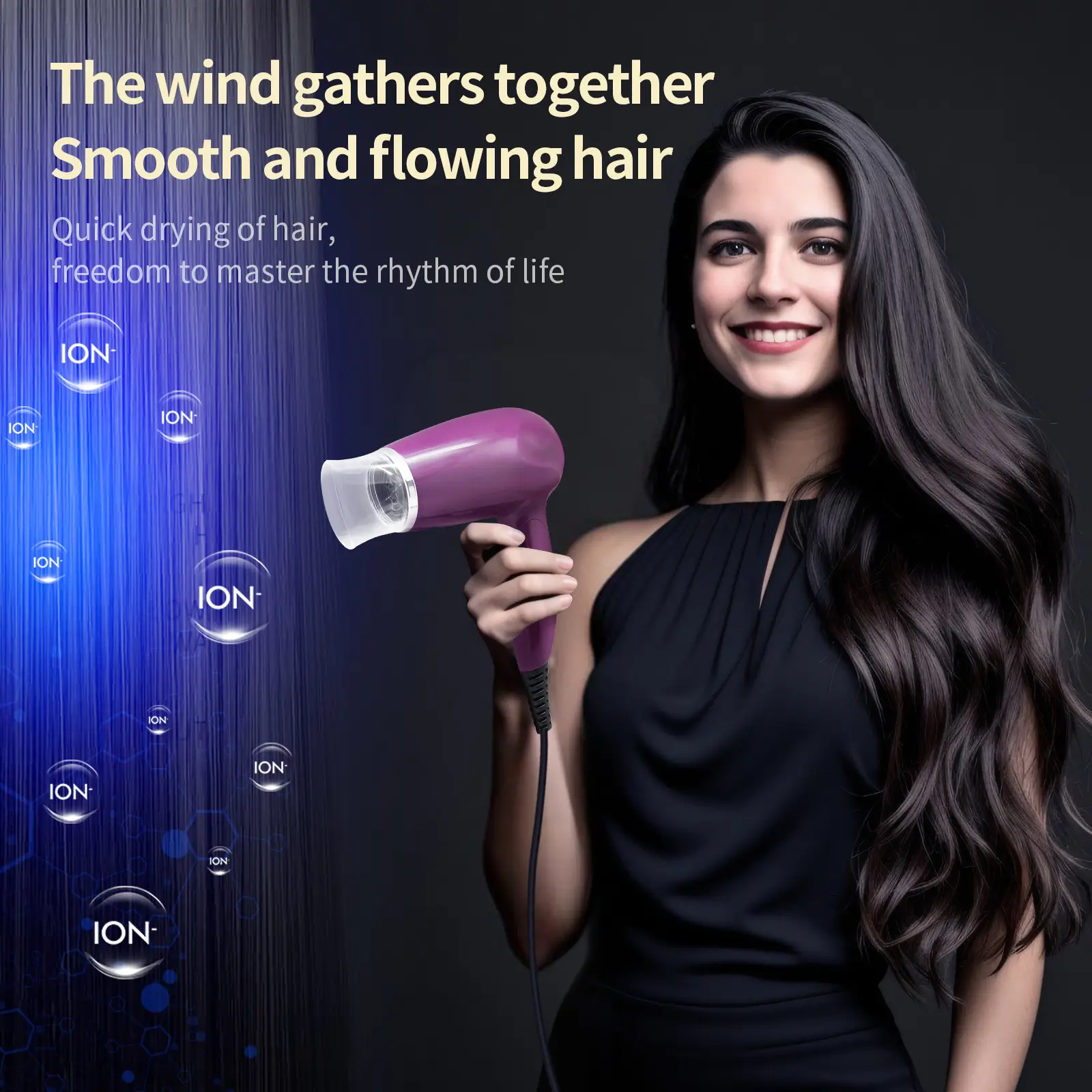 Purple Hair Dryer for Home Travel Use — feature 5