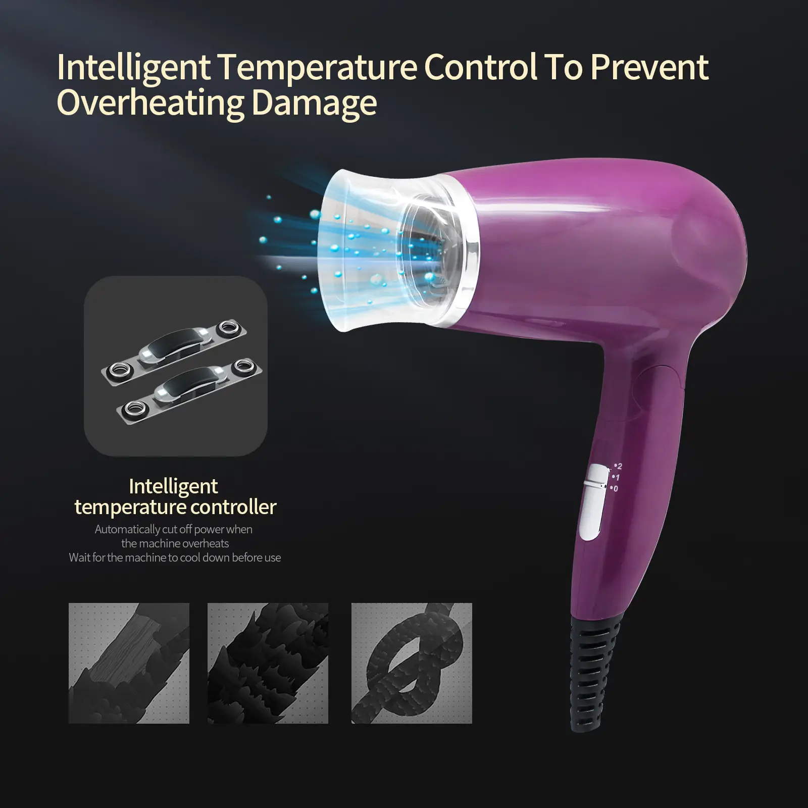 Purple Hair Dryer for Home Travel Use — feature 6